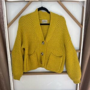 Urban Outfitters Yellow Chunky Knit Cardigan Sweater
